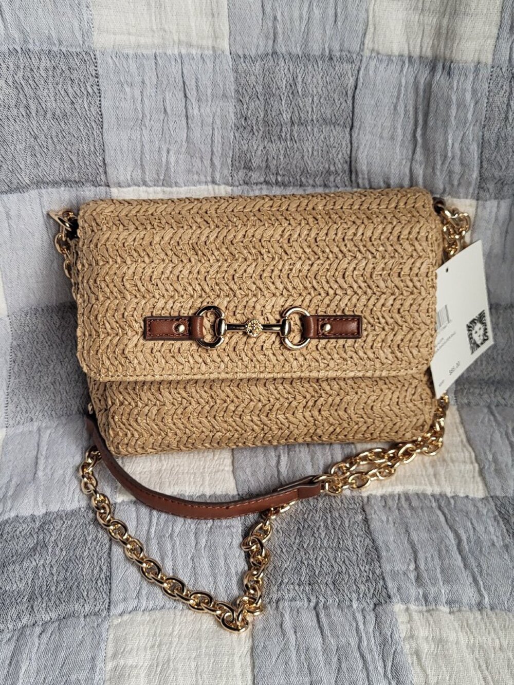 Anne Klein Straw Flap Crossbody Bag